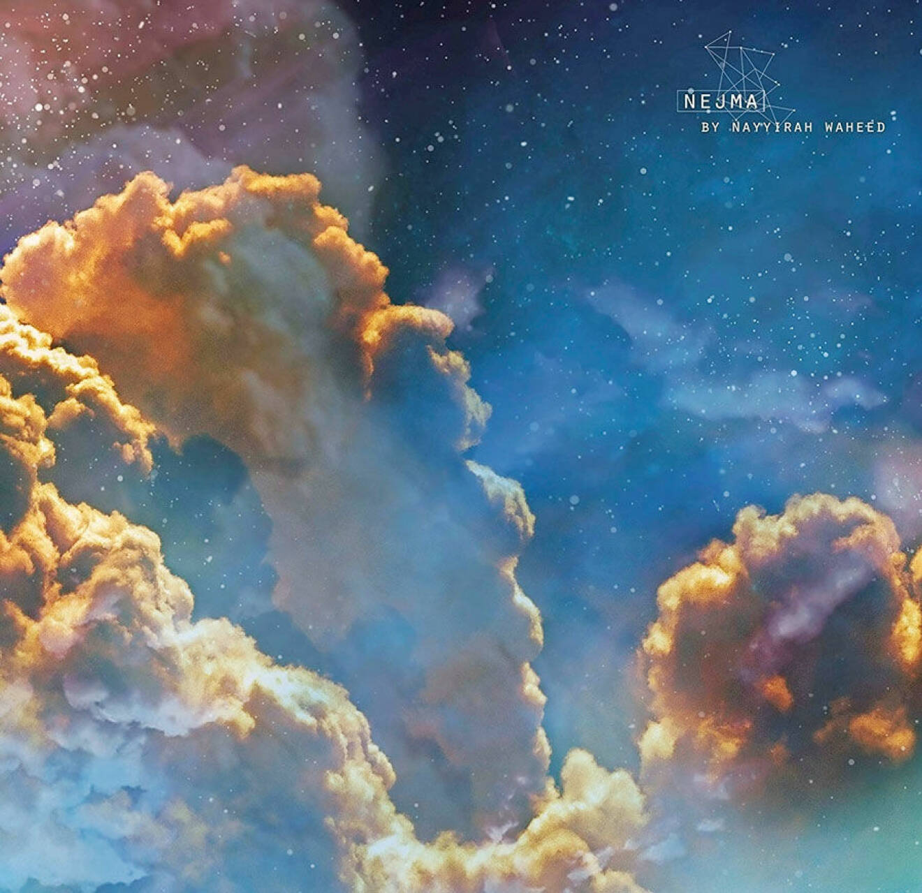 Liten poesibok med ett omslag som förestället en färgglad, molnig himmel 