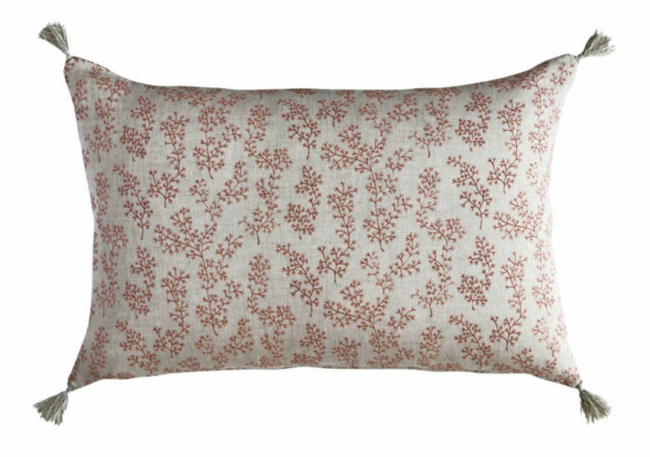 Franstofsar på ljusrosa kudde med mönster