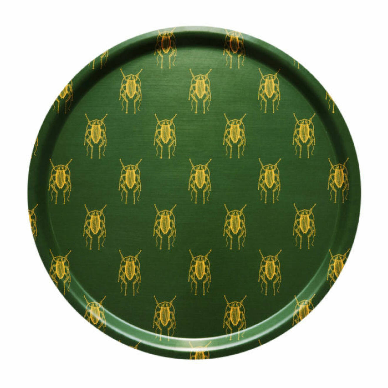 Grön bricka med gult mönster