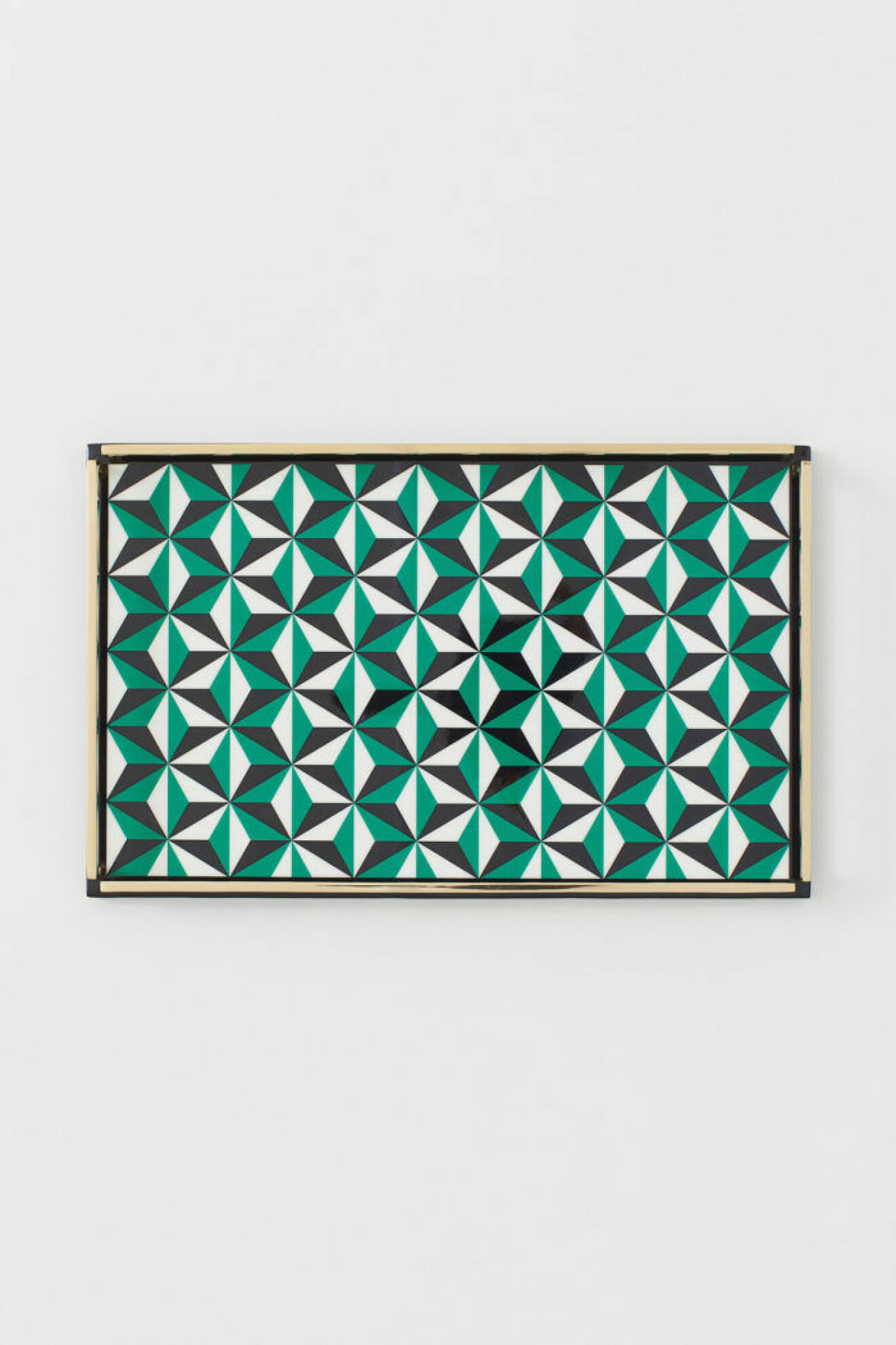 Mönstrad bricka i grönt, svart och vitt från Jonathan Adler x H&M