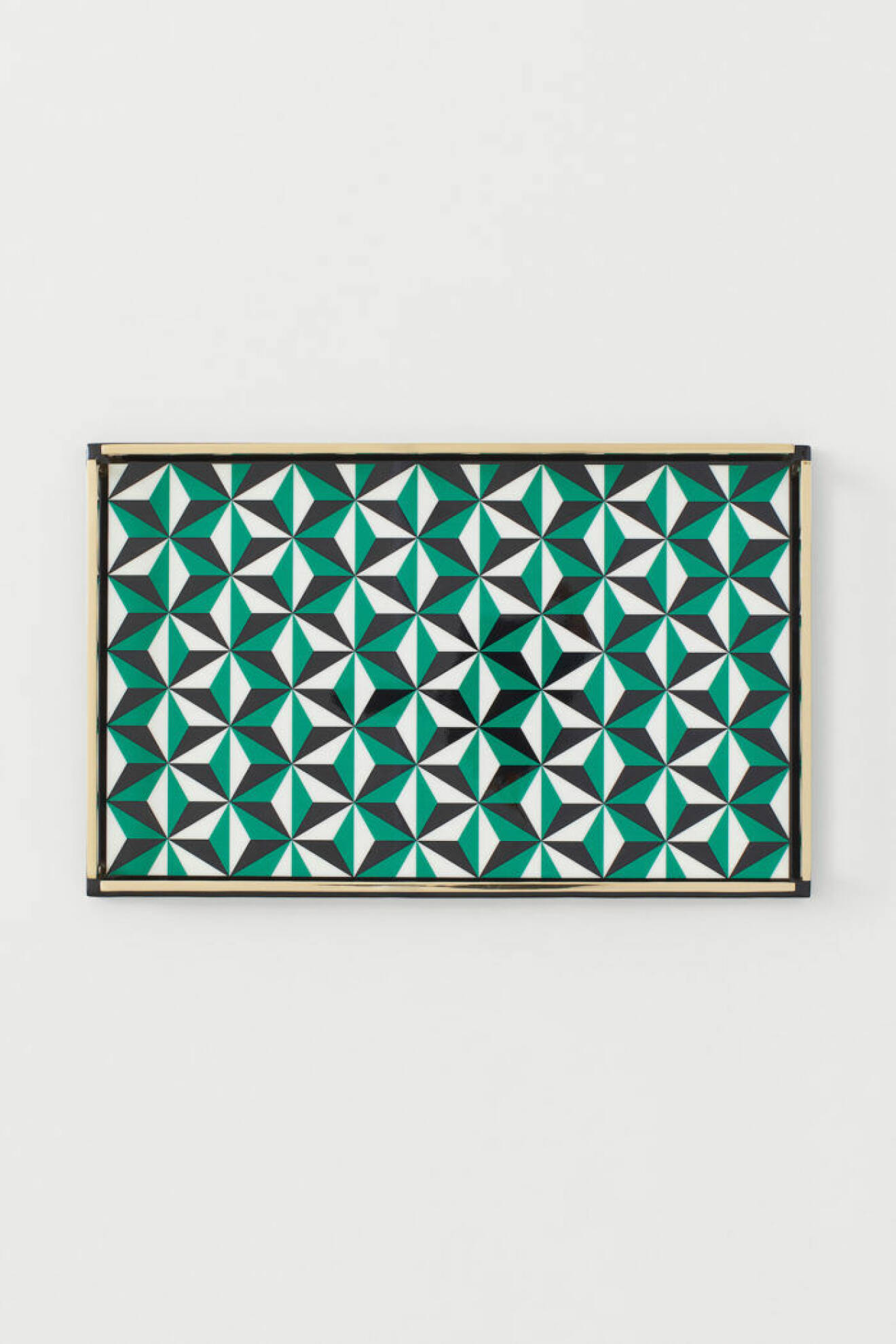 Mönstrad bricka i grönt, svart och vitt från Jonathan Adler x H&M