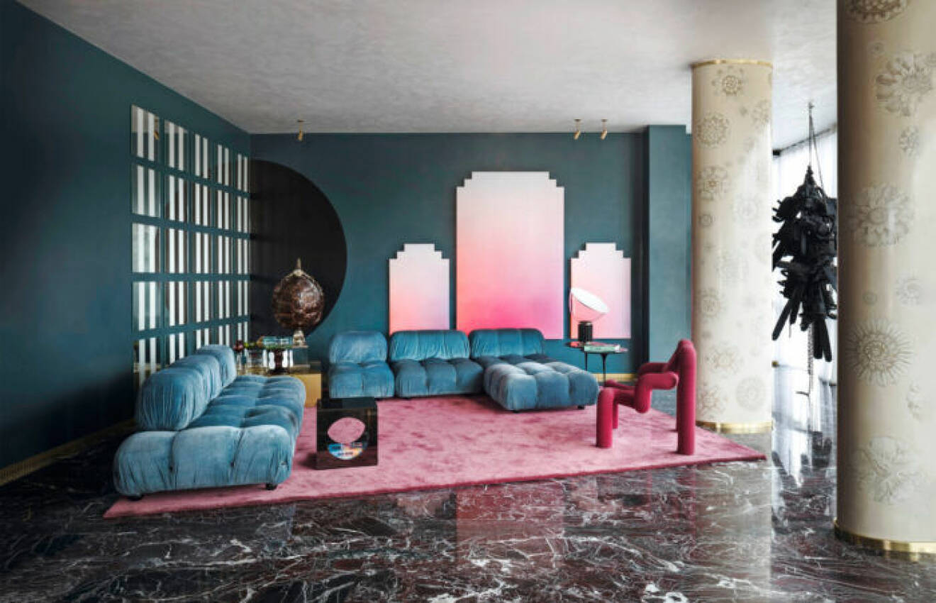 Vardagsrum hos arkitekten i Milano