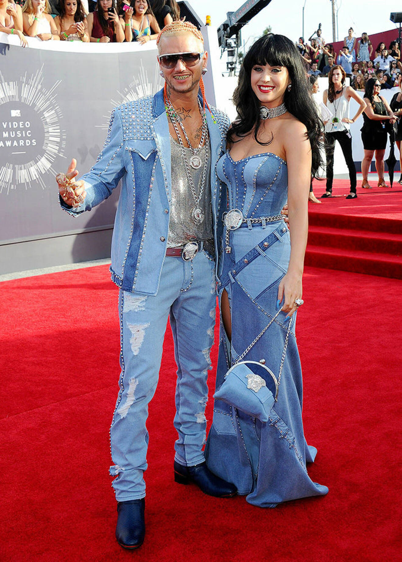 En bild på sångerskan Katy Perry och rapparen Riff Raff på MTV Video Music Awards 2014.