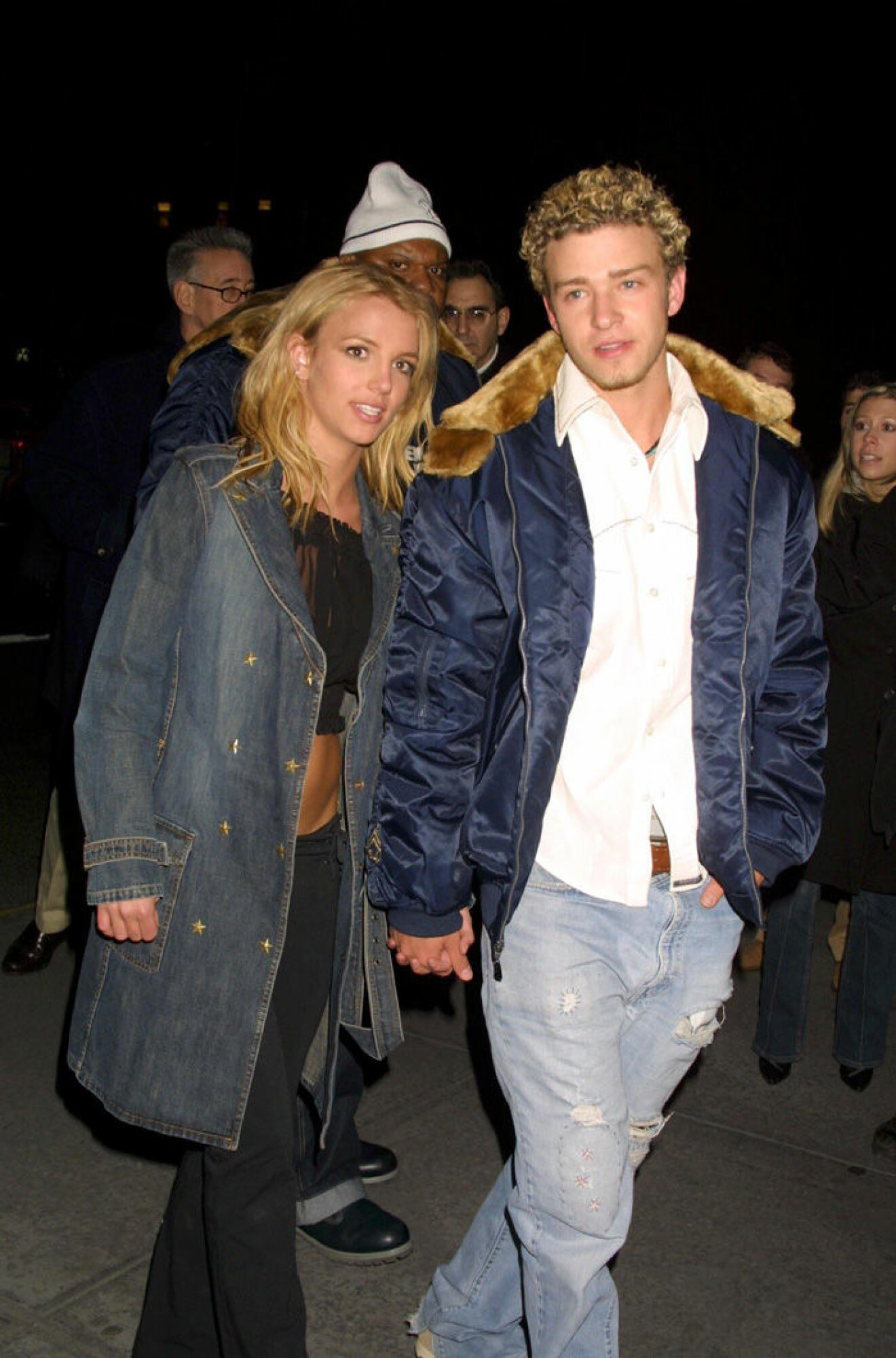 En bild på Britney Spears och Justin Timberlake 2002.
