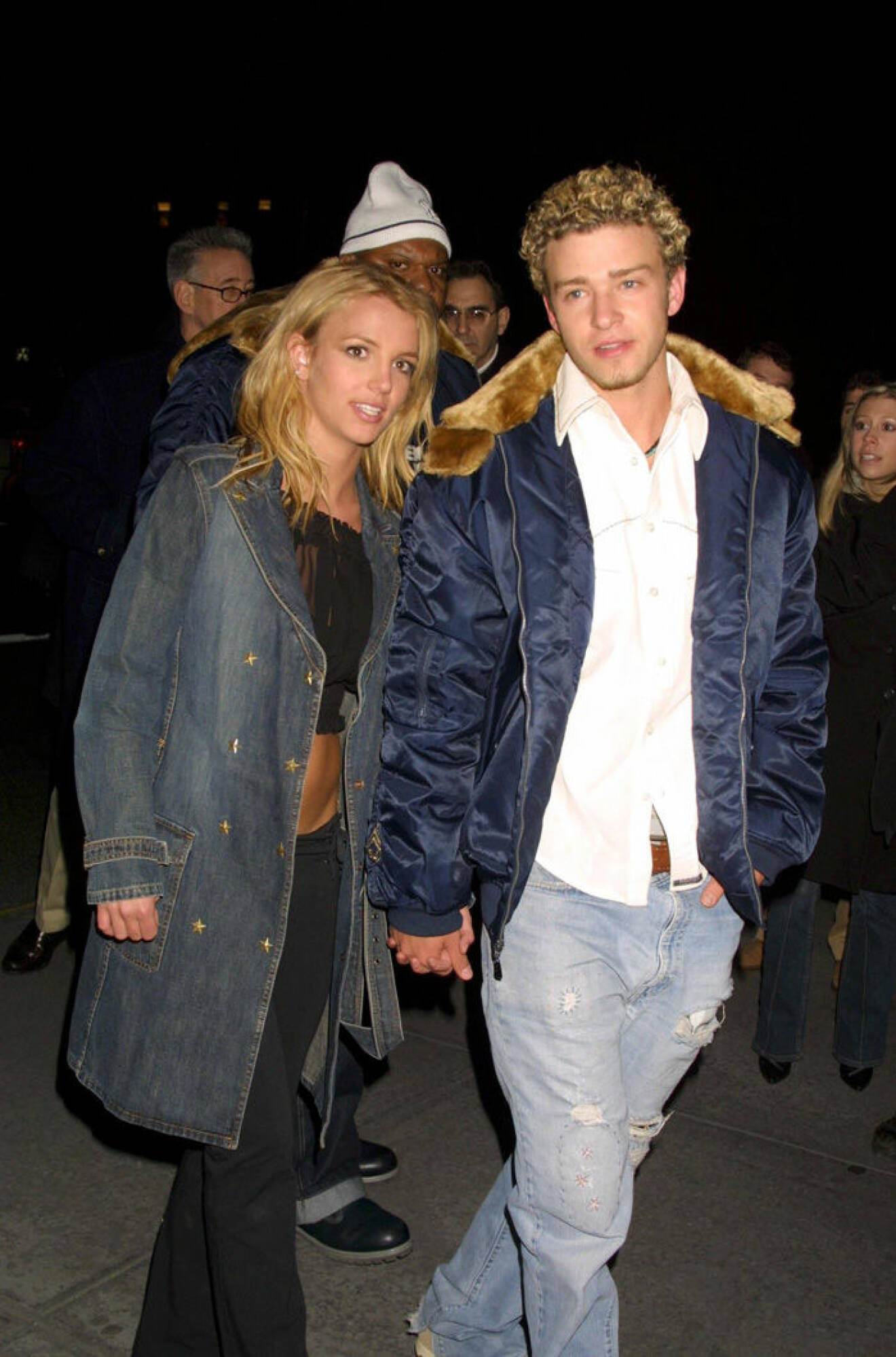 En bild på Britney Spears och Justin Timberlake 2002.