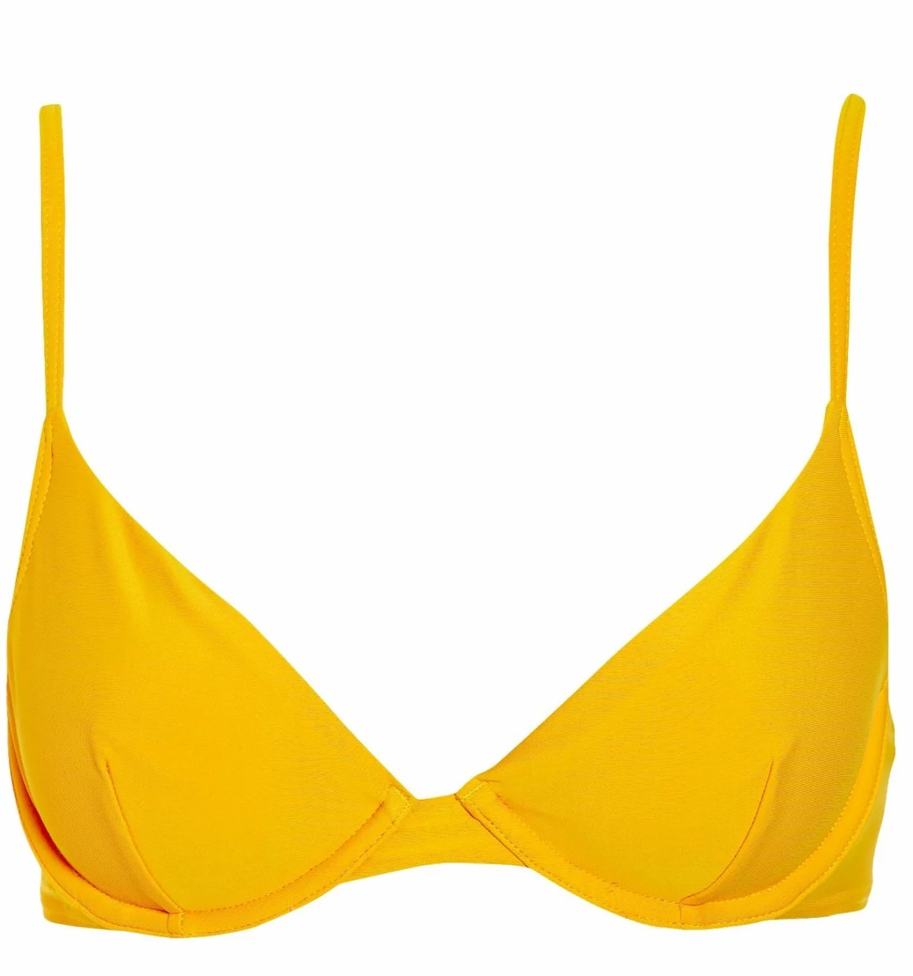 Färgglad bikiniöverdel i solgul nyans och bygelbehå-modell från Nelly.
