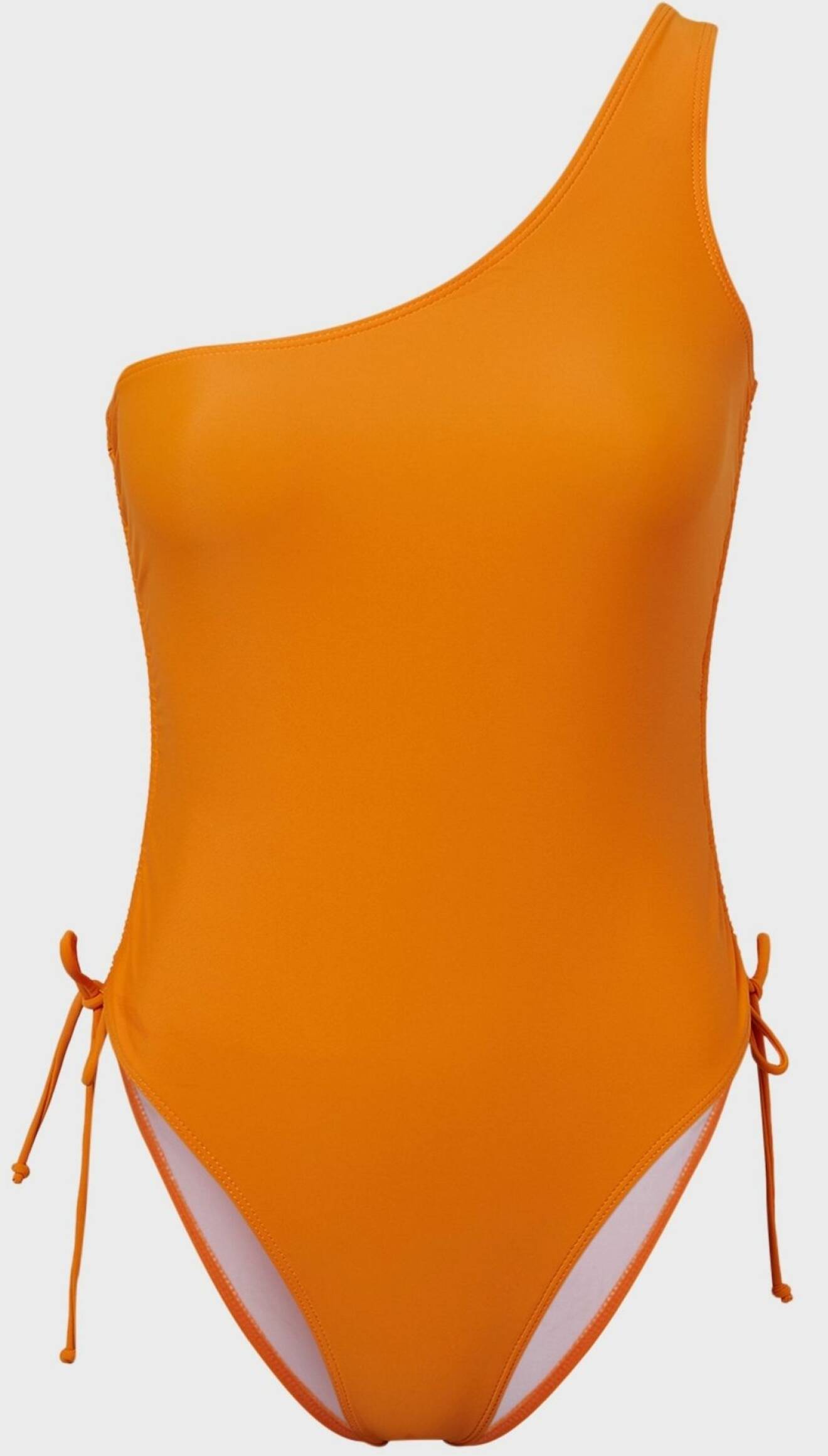 Orange enaxlad baddräkt från Missguided med dekorativ knytdetalj på vardera sida.