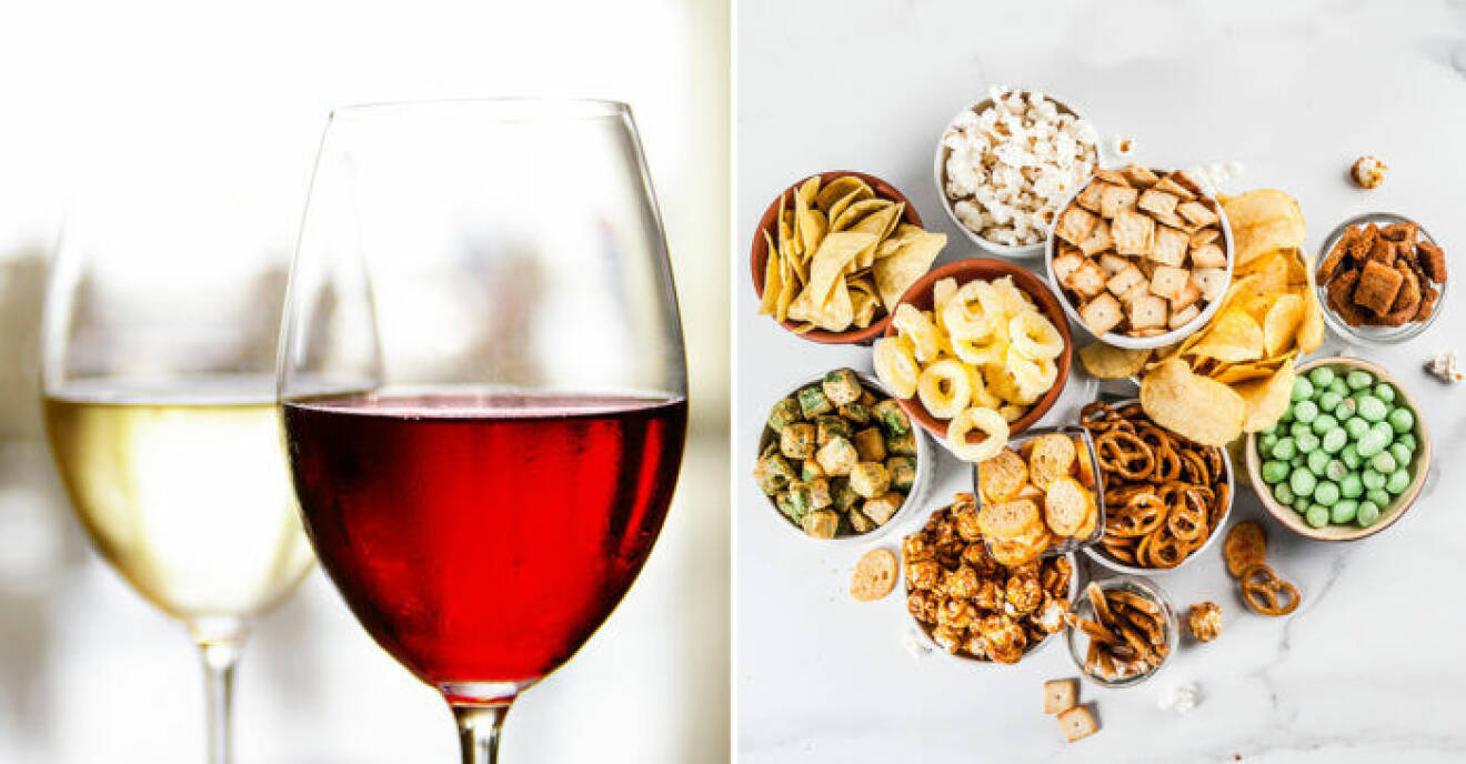 Väljer du vitt eller rött vin till snacksen?