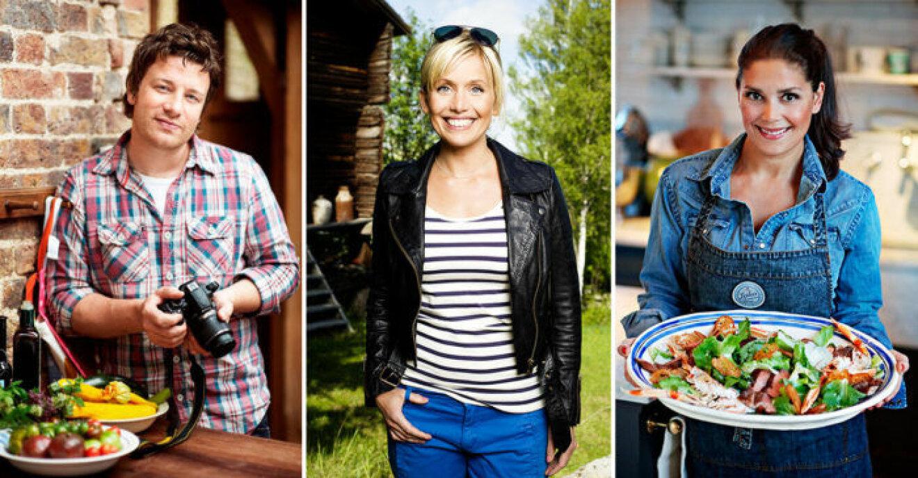 Jamie Oliver, Tina Nordström och Leila Lindholm.