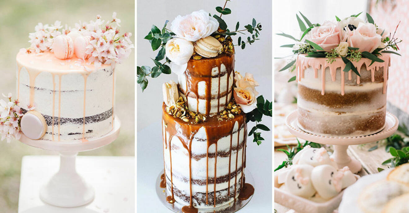 Trendiga drip cakes & bröllopstårtor.