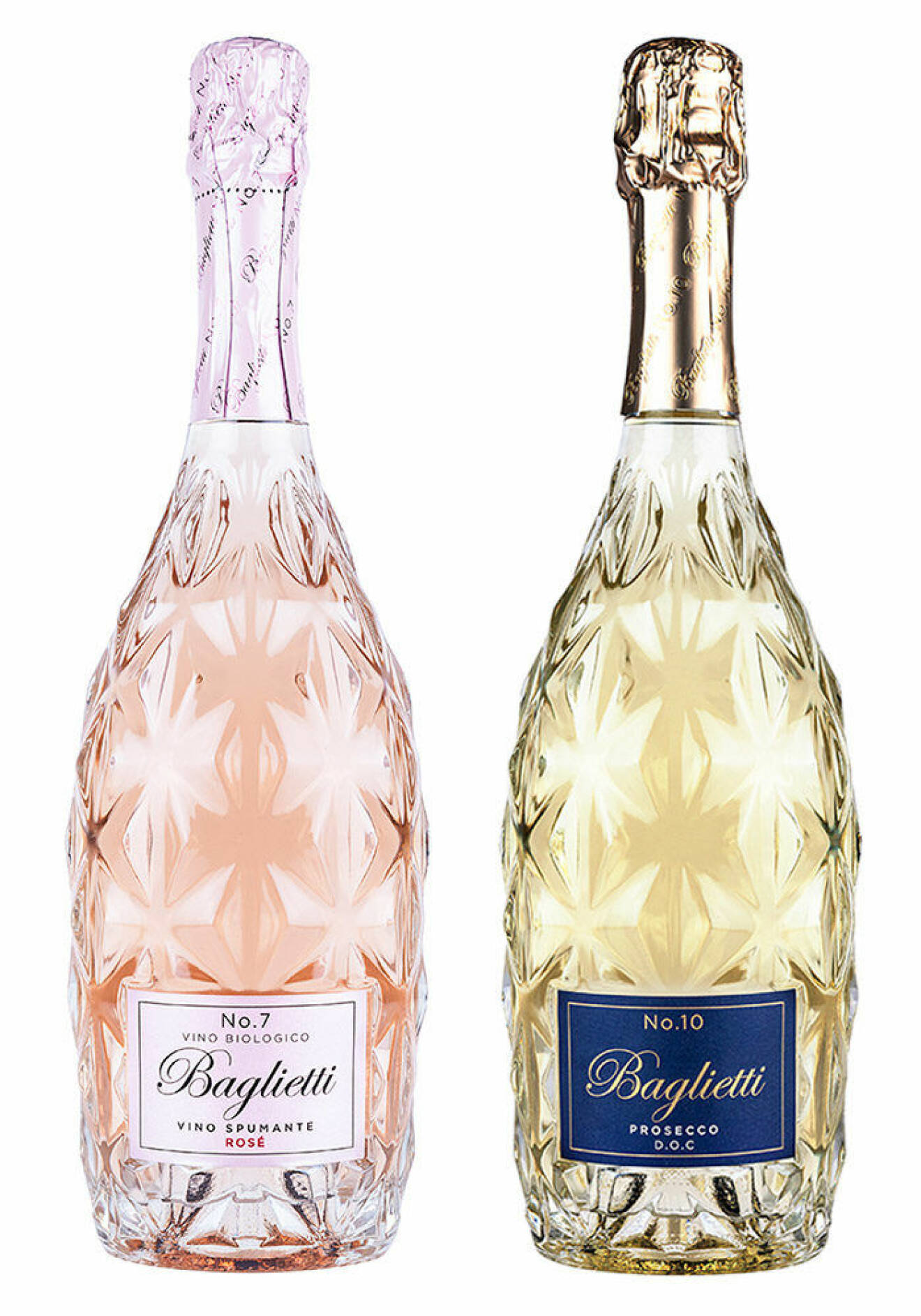 Baglietti Rosé Extra Dry No. 7 och Baglietti Prosecco No. 10.
