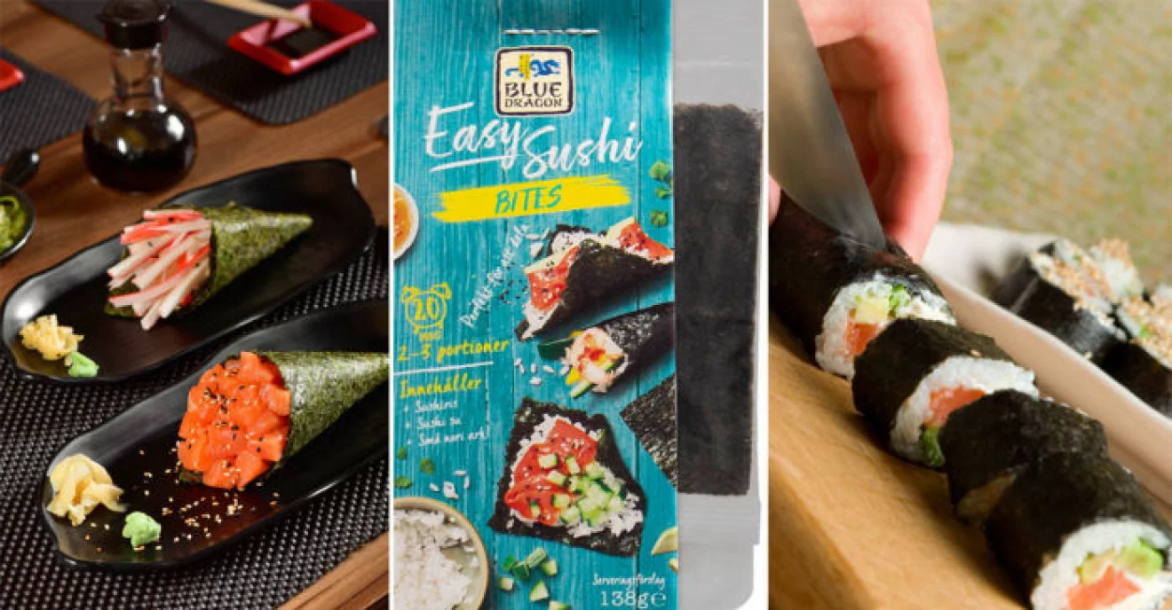 Easy sushi med suhsiris, vinäger och noriblad gör det enkelt att göra sushi hemma. 