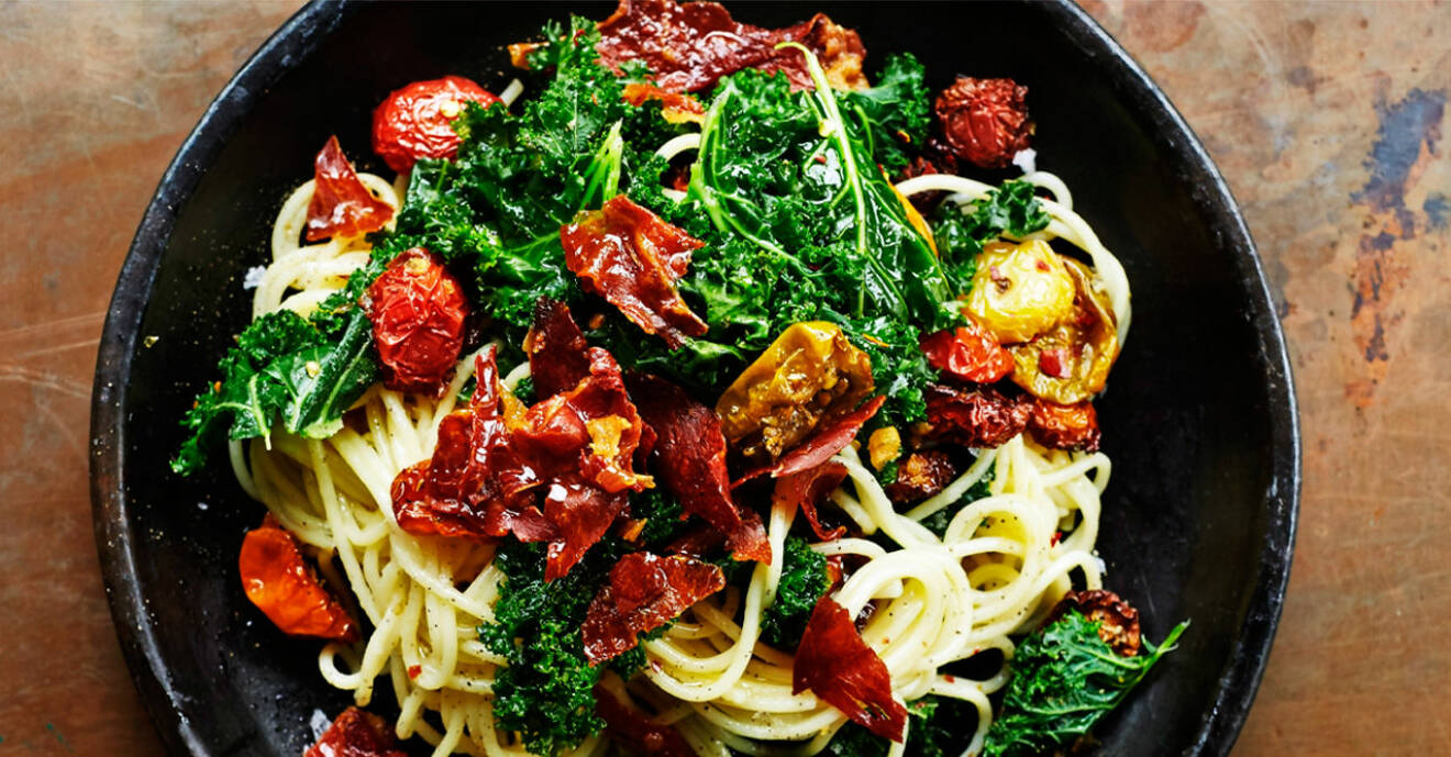 Recept på pasta med bakade tomater och parma