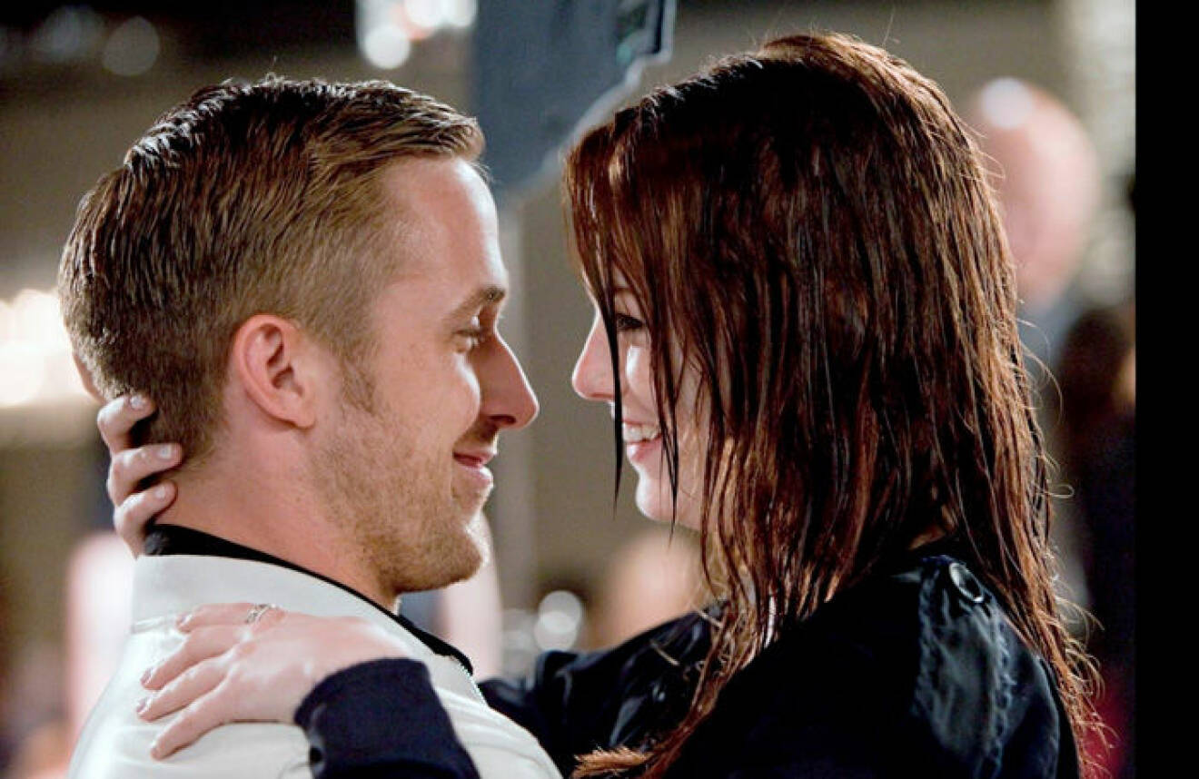 En bild på Ryan Gosling och Emma Stone, två av skådespelarna i Crazy Stupid Love. 