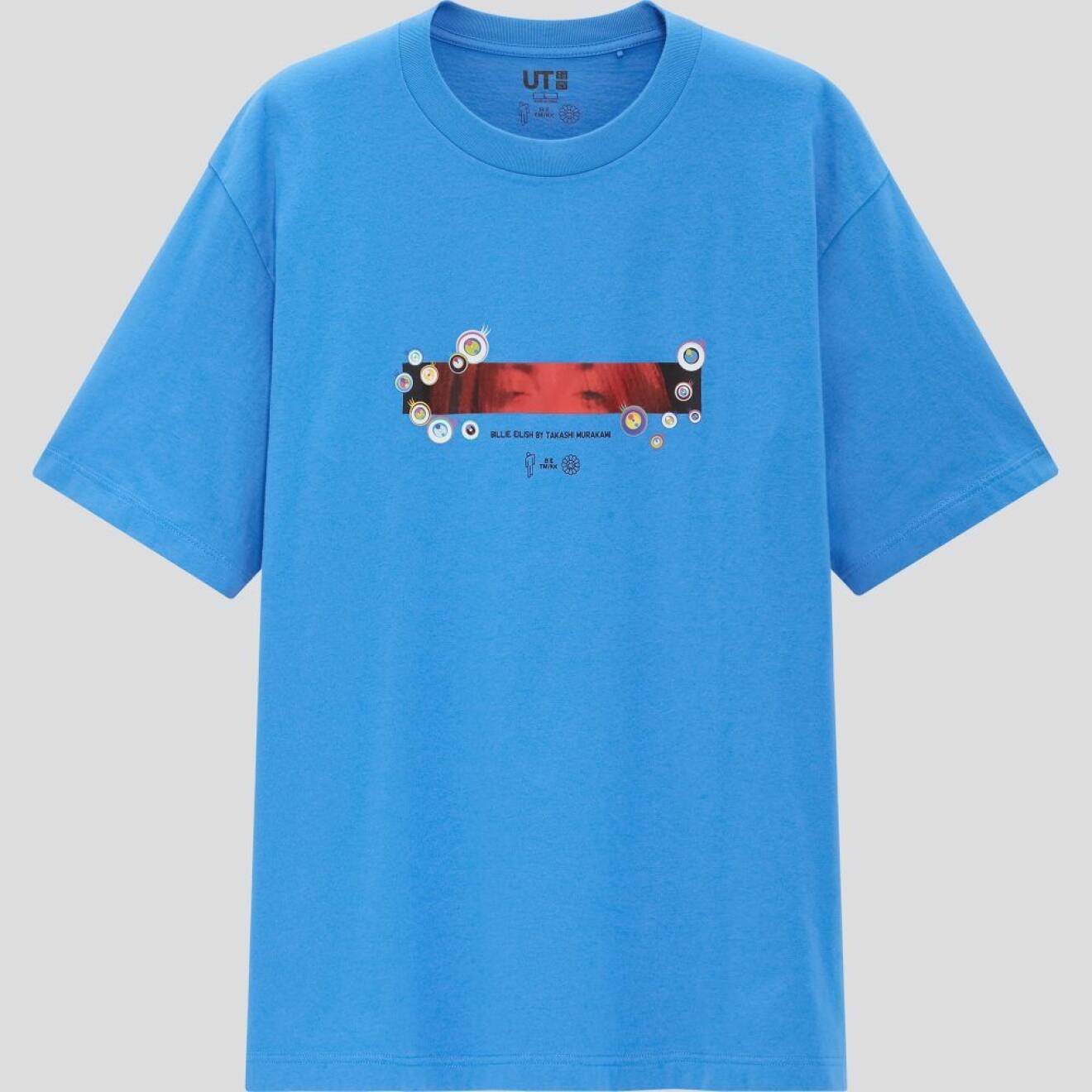 Billie Eilish x Takashi Murakami för Uniqlo: Blå t-shirt för herr