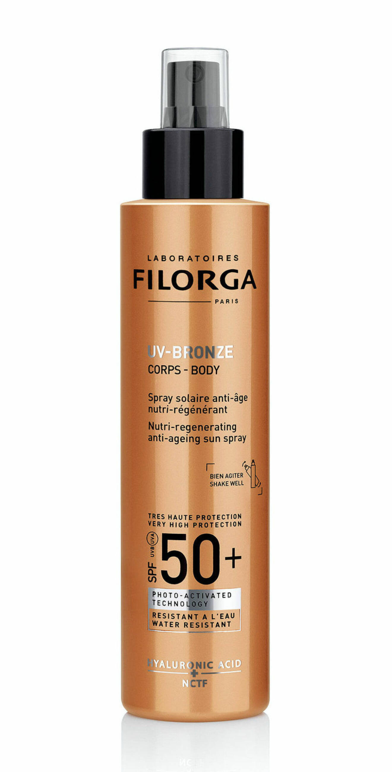 Solskydd för kroppen med SPF 50 i smidig sprayformula från Filorga.