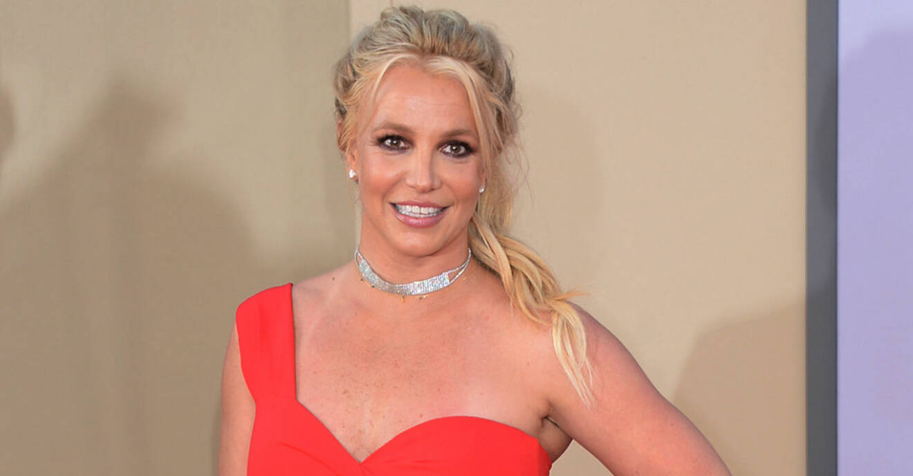 Britney Spears i hästsvans ler