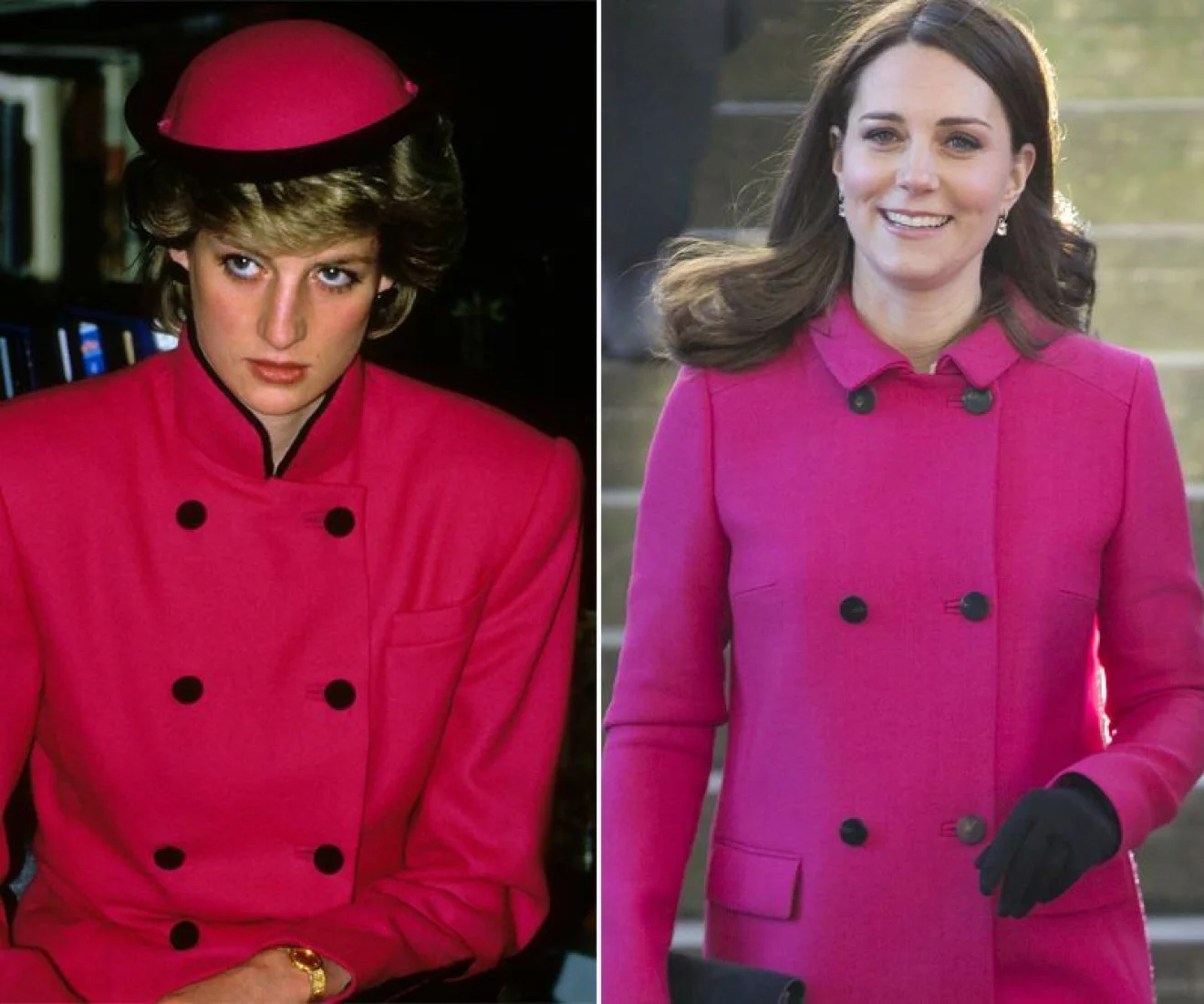Kate Middleton och prinsessan Diana i rosa kappa