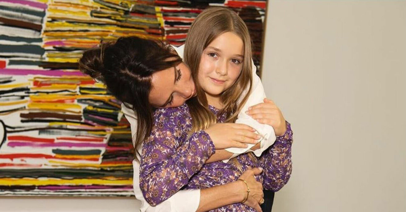 Victoria Beckham och dottern Harper.