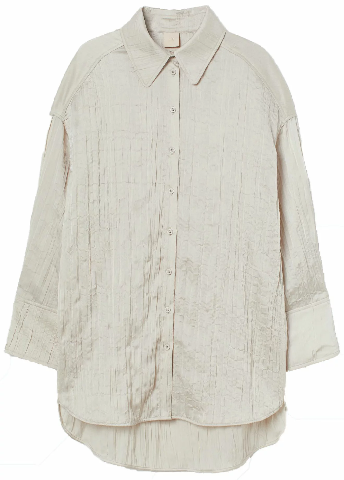 Oversized skjorta i krinklad satin från H&amp;M