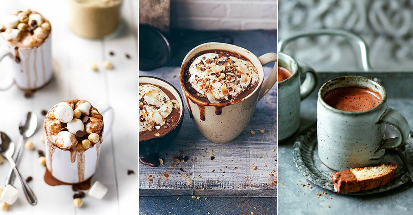 varm choklad på tre olika sätt