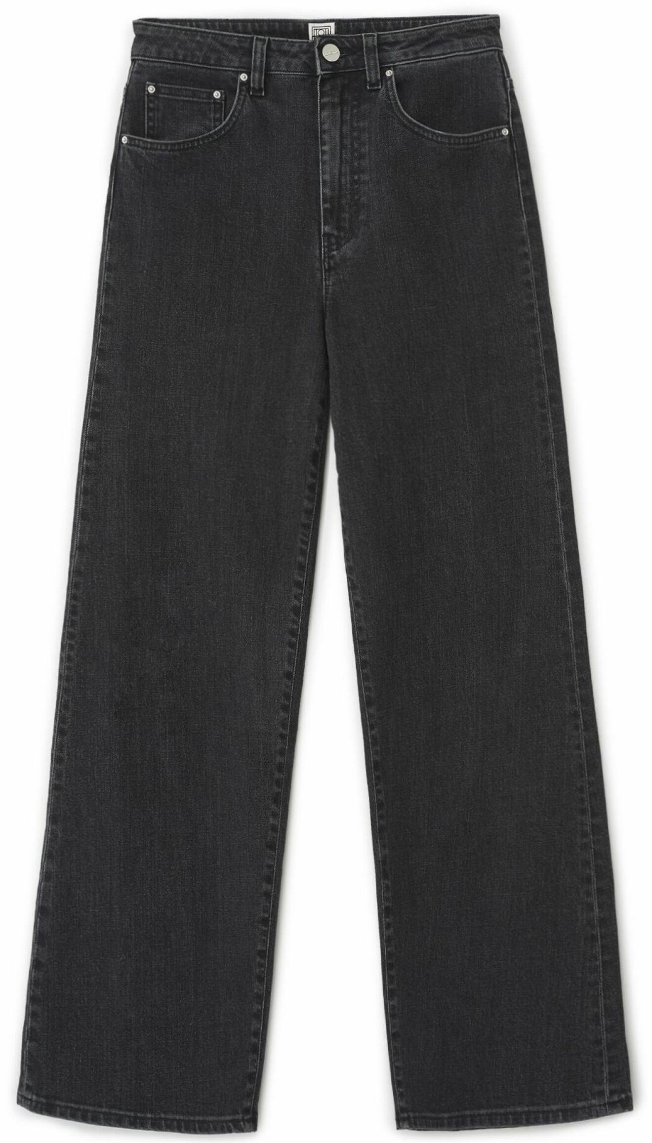 Högmidjade vida jeans från Totême i mörkgrå tvätt