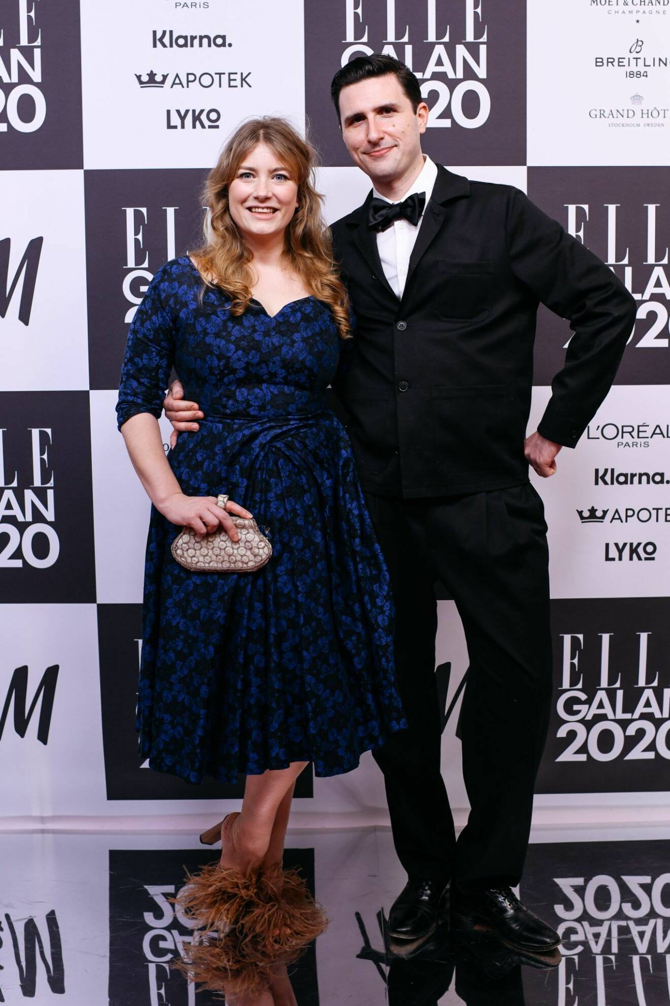 Elsa Billgren och Pontus de Wolfe på röda mattan på elle-galan 2020