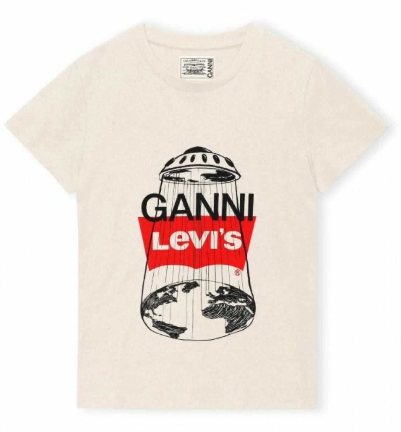 t-shirt med logo ganni x levis