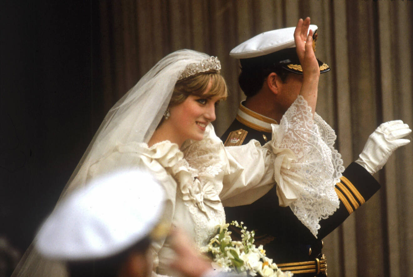 Charles och Diana på bröllopsdagen