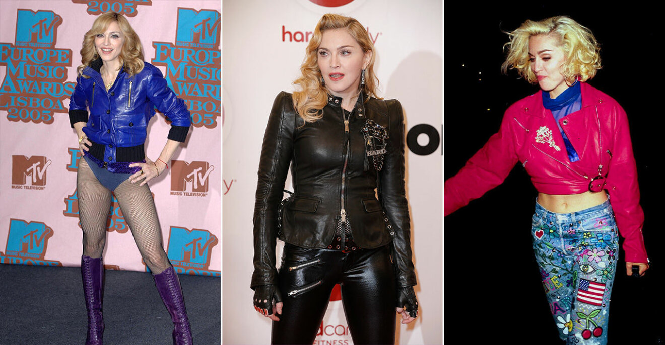Madonna i läderkläder.