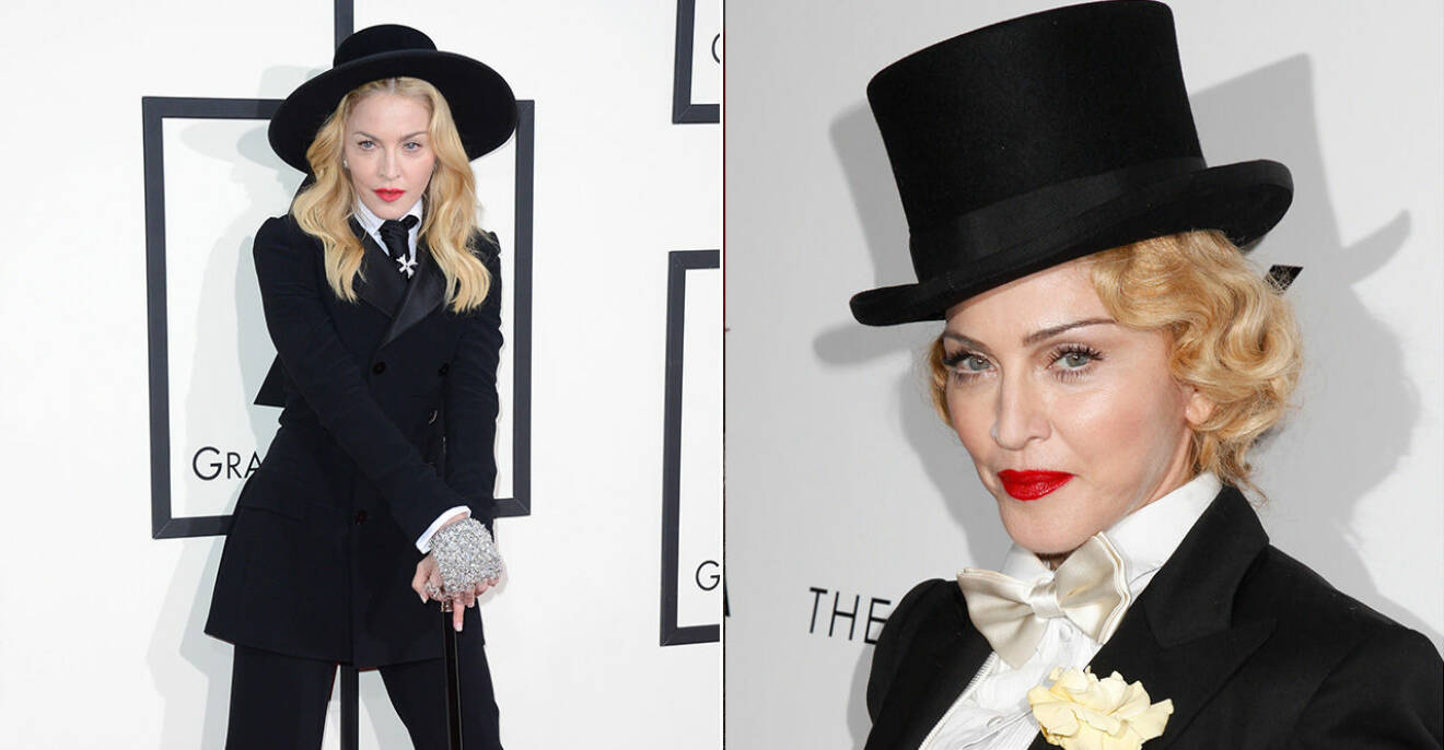 Madonna i kostym och hatt