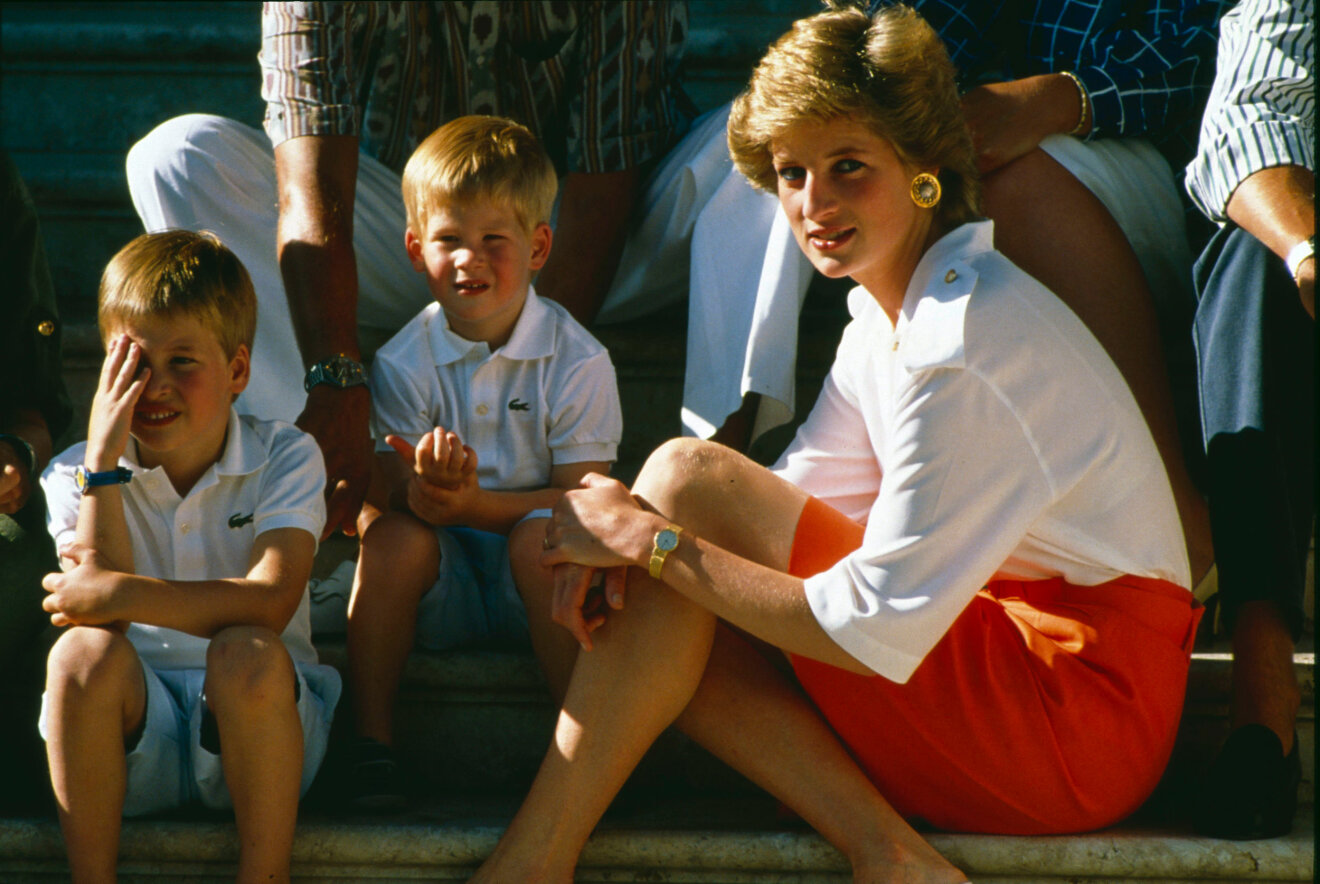 Diana med sina söner William och Harry