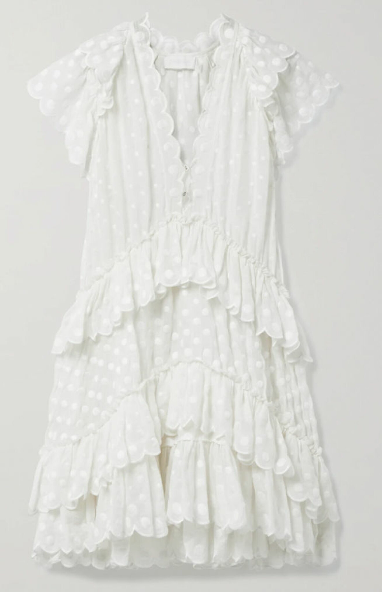 vit bohemisk V-ringad klänning med knappar till sommaren 2021