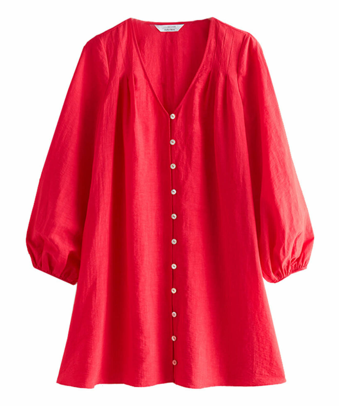 röd vid V-ringad klänning med knappar till sommaren 2021