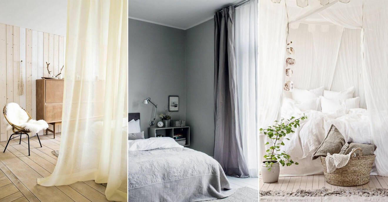 sovrum med gardiner