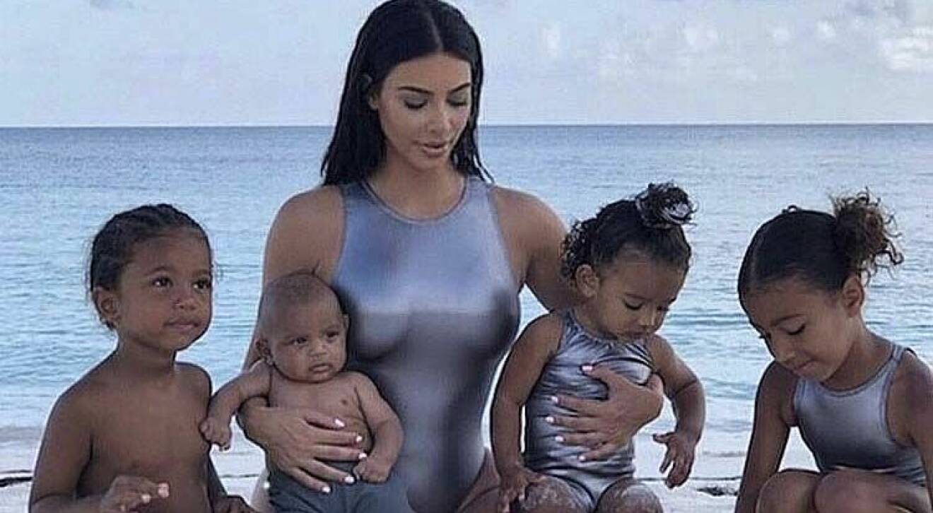 kim kardashian med sina barn