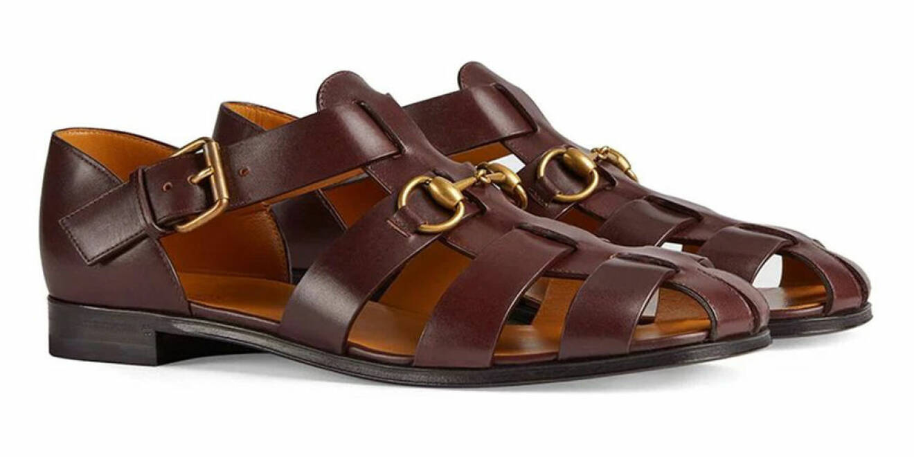 bruna fishermansandaler från Gucci – sandaler med remmar sommaren 2021
