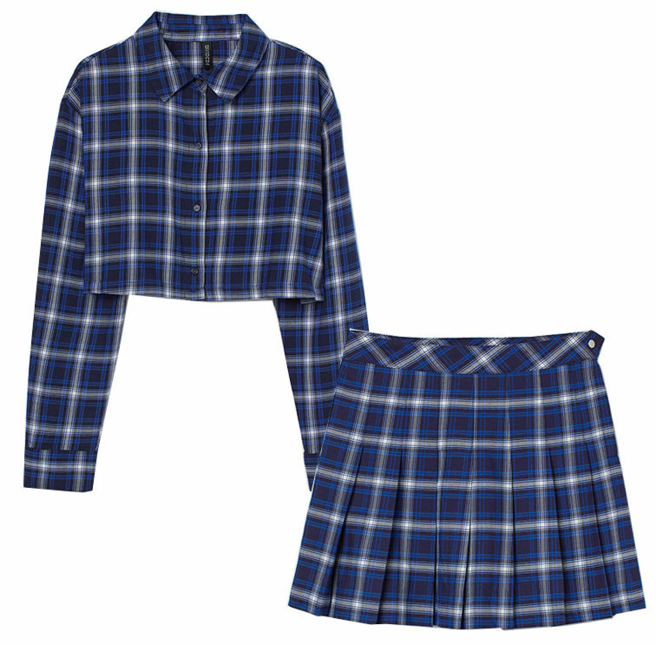 matchande rutigt set med skjorta och kjol från H&amp;M hösten 2021