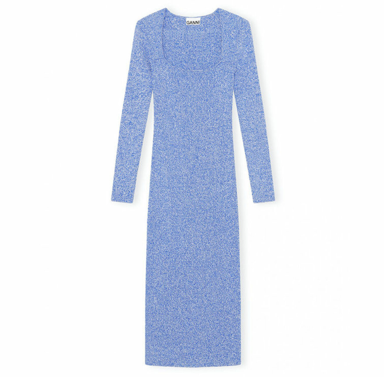 stickad blå klänning från Ganni hösten 2021