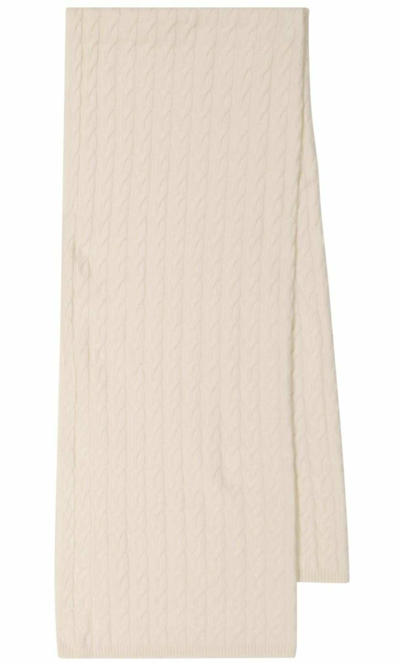 Kabelstickad halsduk i krämvit kashmir från Totême