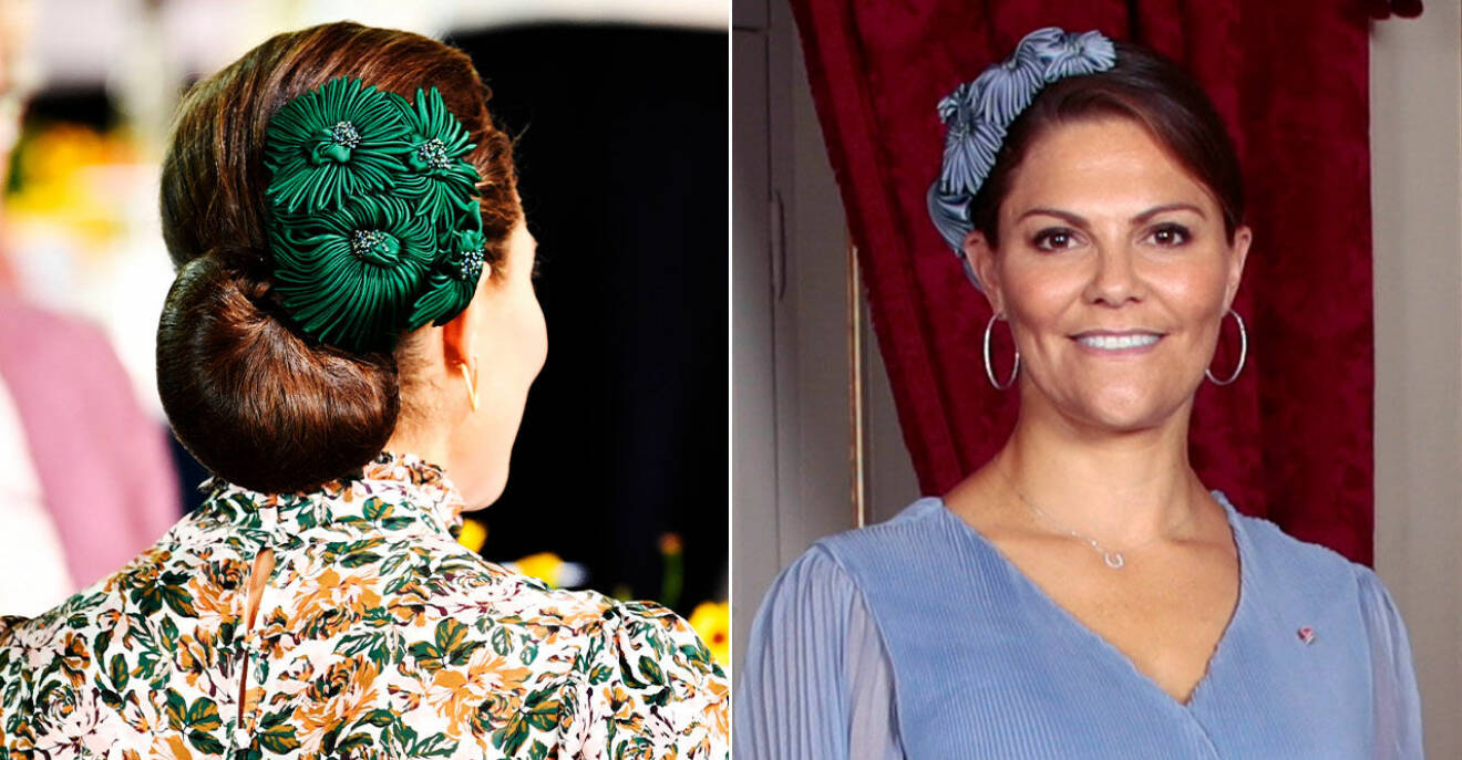 Kronprinsessan med hårsmycke från Örjan Jakonsson 2021 och 2019