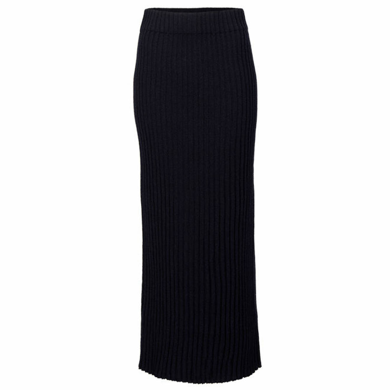 svart ribbstickad kjol i ull från Wakakuu Icons hösten 2021