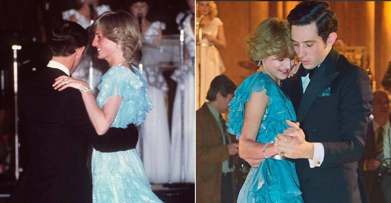 Diana och Charles dansar i Australien. Scenen återskapades i The Crown.