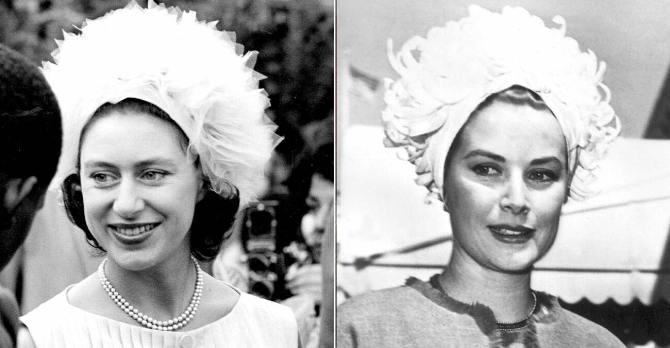 Prinsessan Anne och Grace Kelly i liknande hattar.