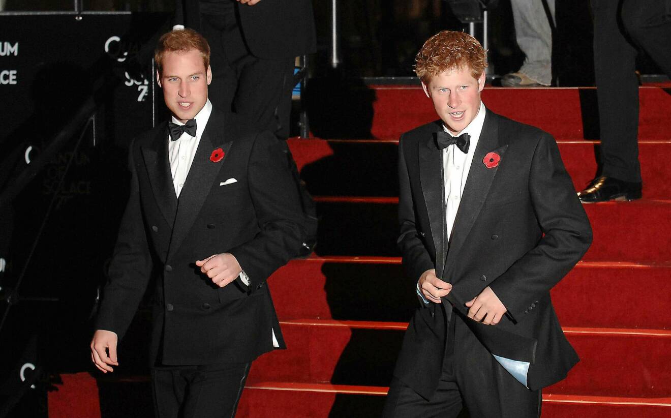 Prins William och prins Harry vid premiären av Quantum of Solace.