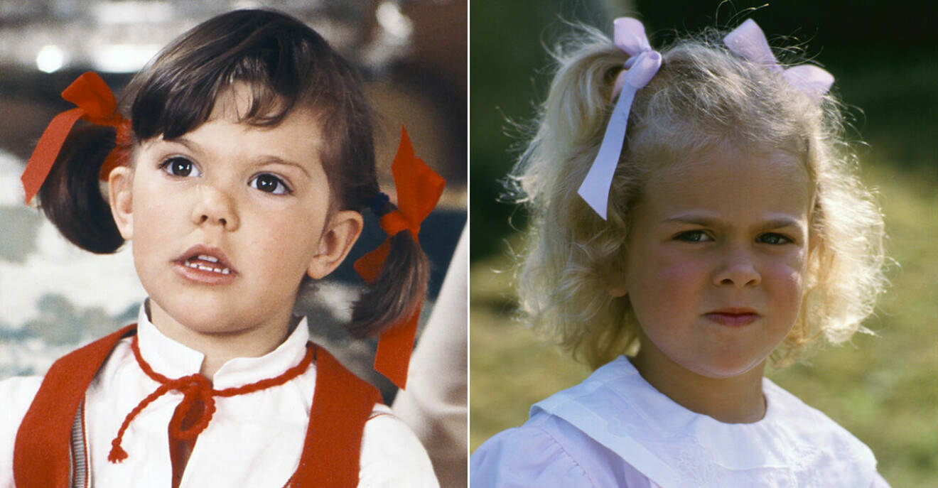 Kronprinsessan Victoria och prinsessan Madeleine i samma ålder.