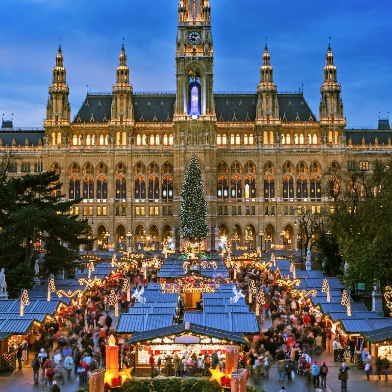 julmarknad på Rathausplatz i Wien