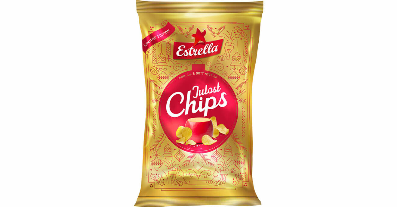 Estrella lanserar chips med smak av julost inför julen 2021.