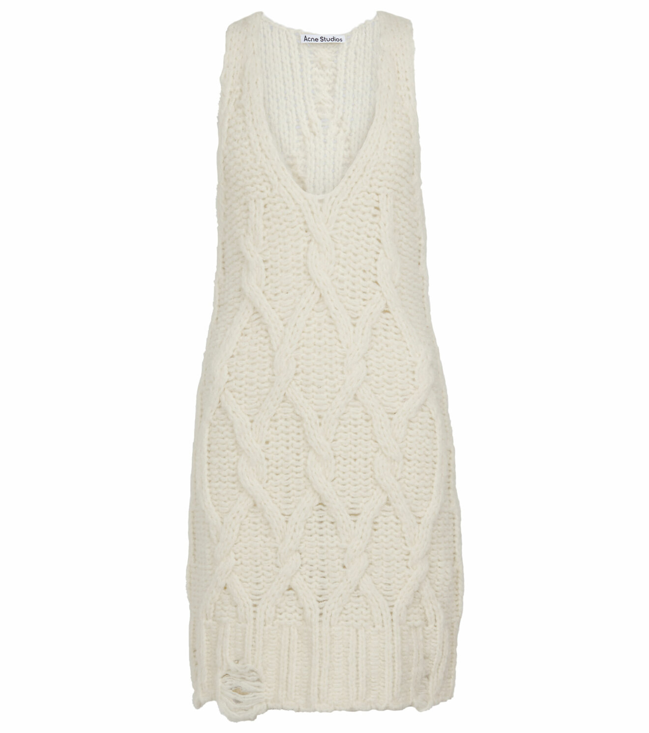 vit kabelstickad klänning från acne studios x Mytheresa.