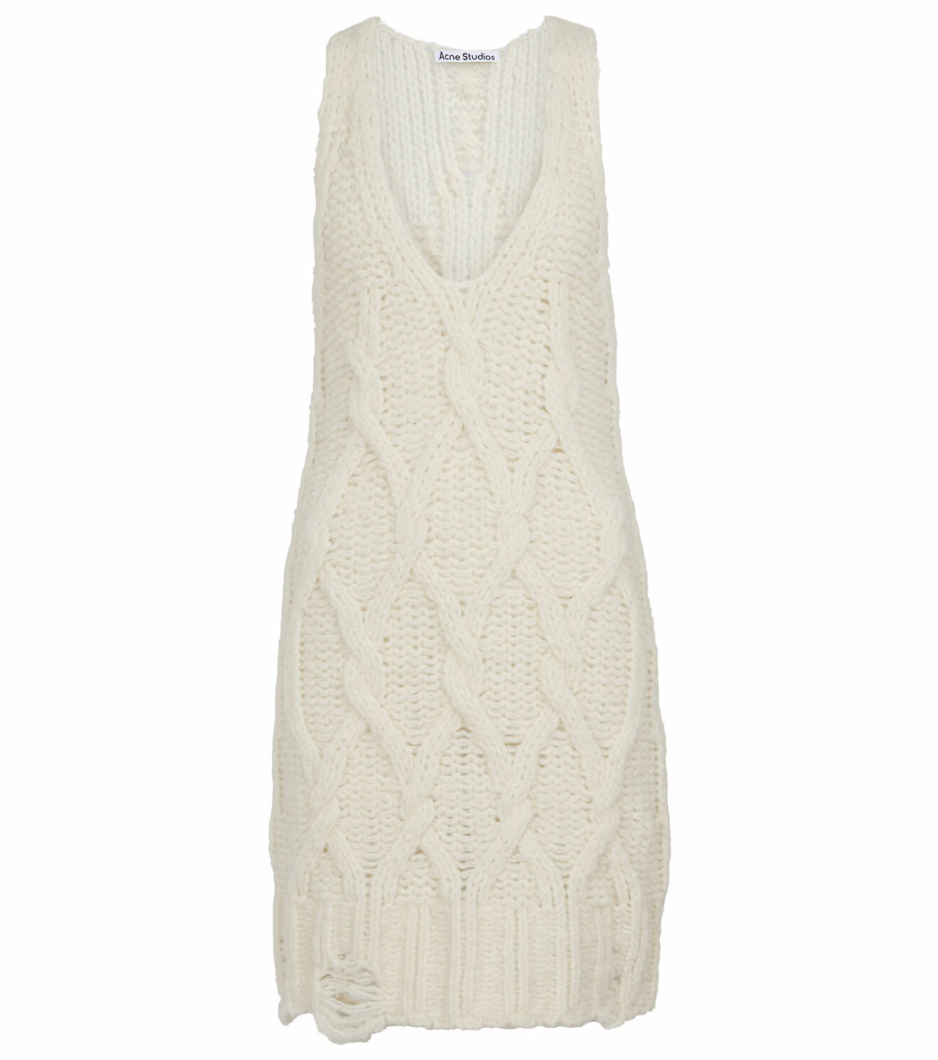 vit kabelstickad klänning från acne studios x Mytheresa.